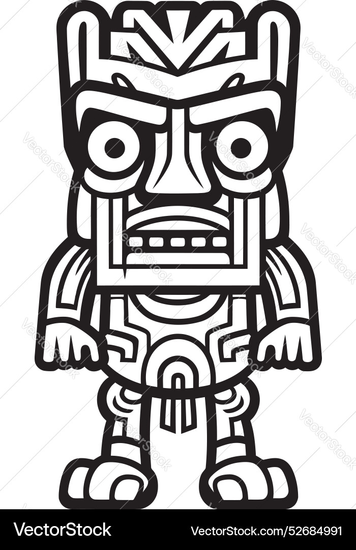 Tribal treasure full body tiki icon with thick Tribal treasure full body tiki icon with thick vector image