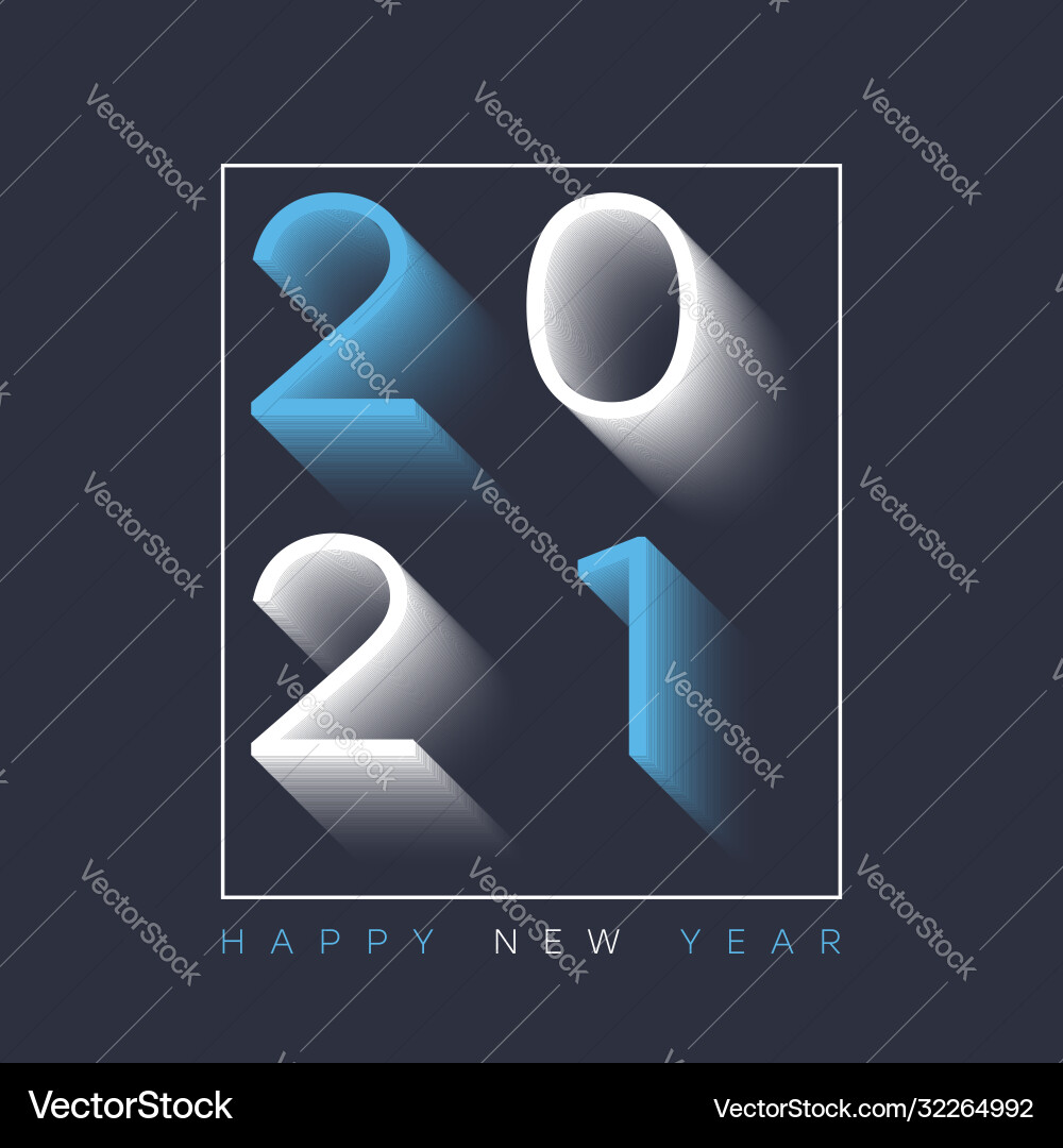 2021 new year card with shadow text 2021 new year card with shadow text vector image