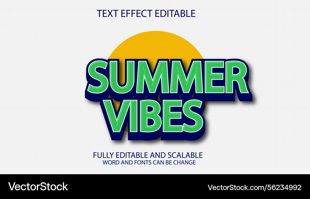 3d text effect summer vibes editable Vector Image