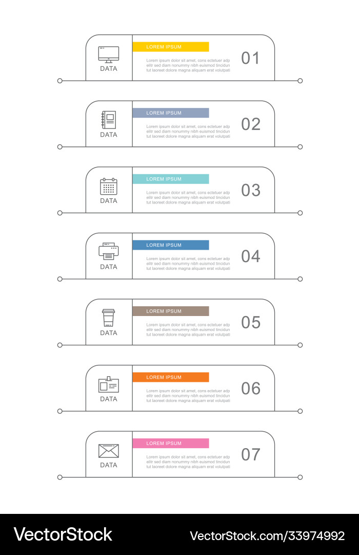7 Data Tab Index Template vector image
