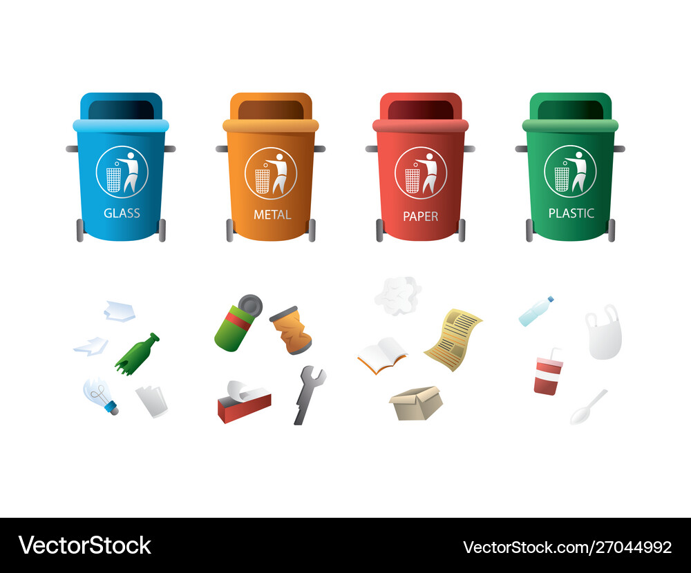 Containers for garbage different types vector image