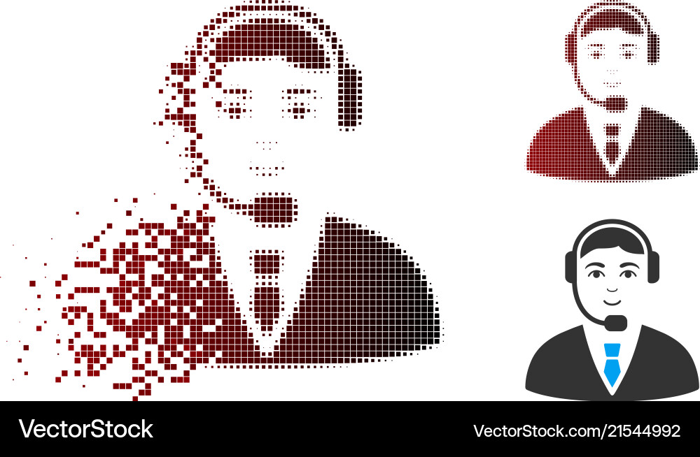 Dust pixel halftone call center operator icon Dust pixel halftone call center operator icon vector image
