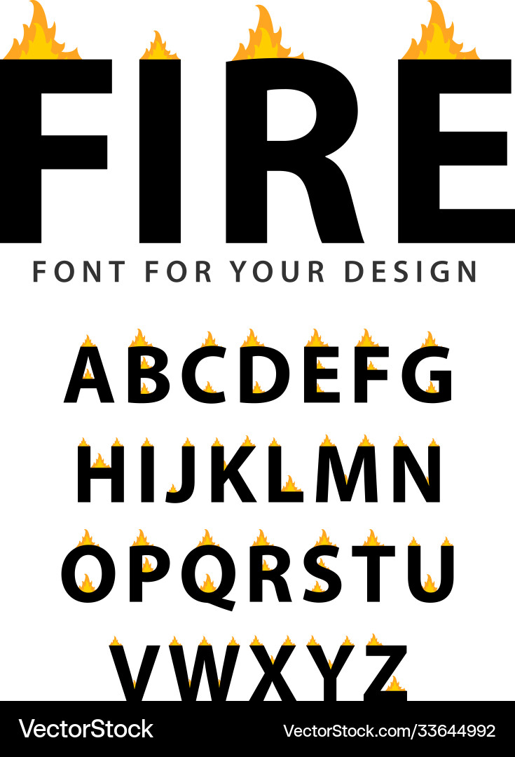 Fire font set template design Fire font set template design Vector Image