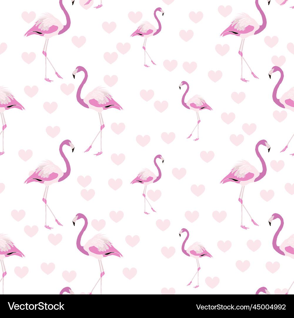 Flamingo and heart pattern design Vector Image