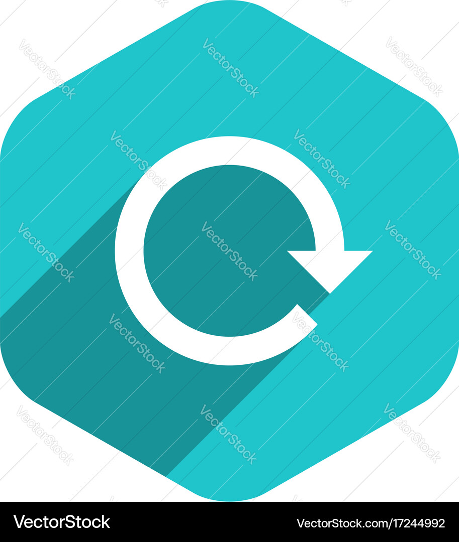 Flat arrow sign reload icon hexagon button vector image