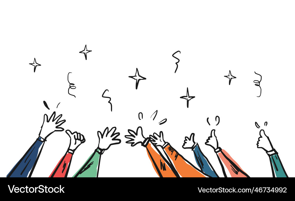 Hand gezogen von Händen nach oben klappen Ovation Hand gezogen von Händen nach oben klappen Ovation vektorbild