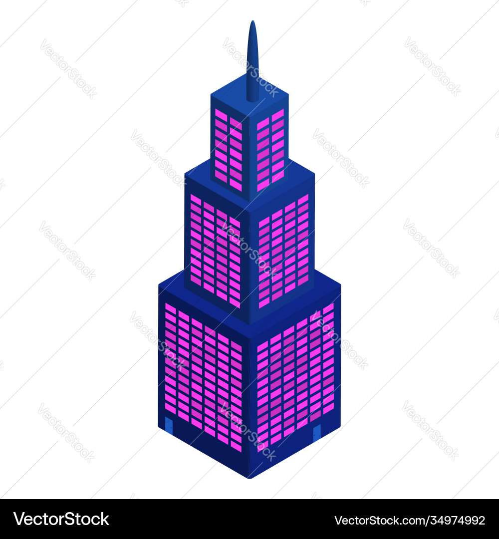 Isometric multi-level skyscraper building isolated Vector Image