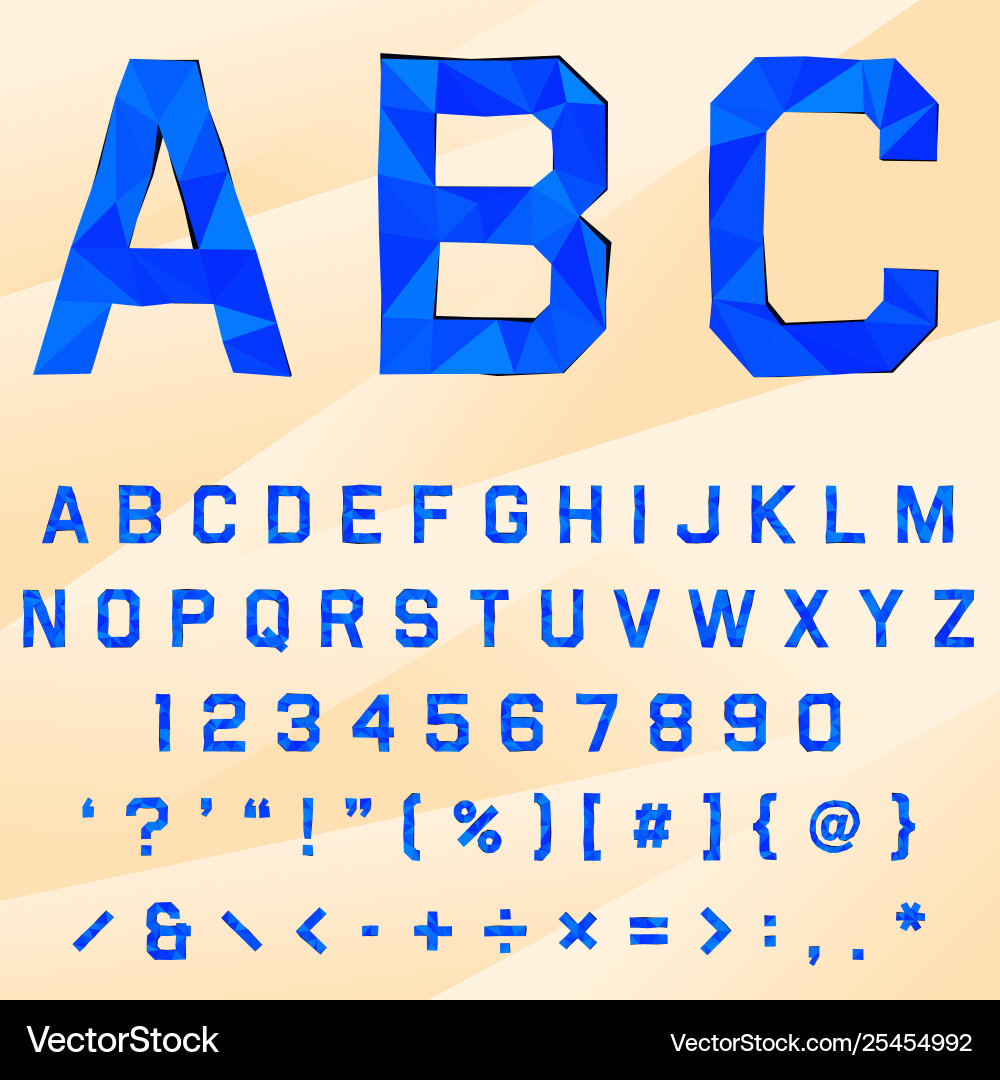 Low poly mosaic font with triangle shapes Vector Image