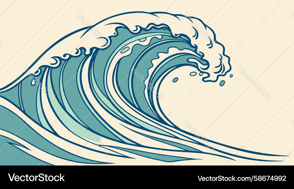 Powerful ocean wave crashing with dynamic Vector Image