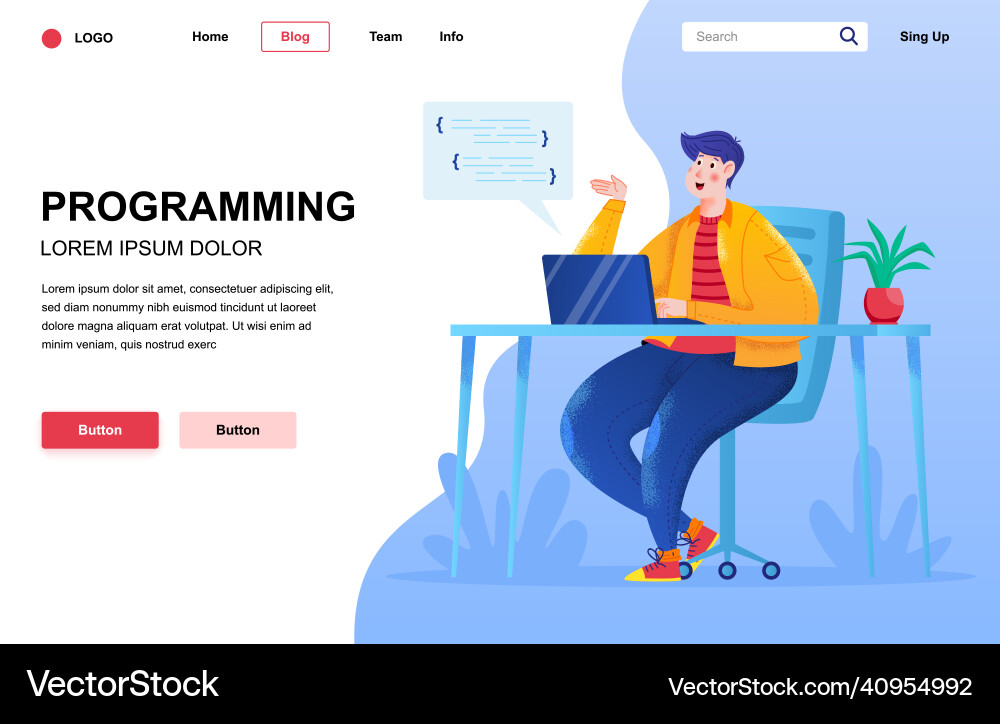 Programming flat landing page composition Programming flat landing page composition vector image