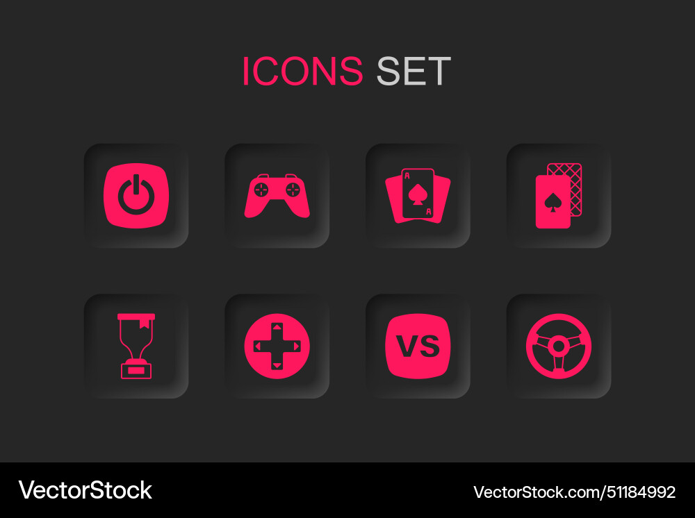 Set game controller or joystick power button vs Set game controller or joystick power button vs vector image