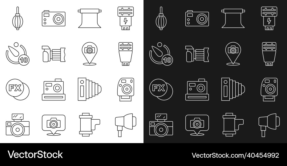 Set line softbox light photo camera flash empty vector image