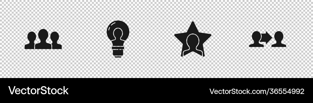 Set users group head with lamp bulb hunting Set users group head with lamp bulb hunting vector image