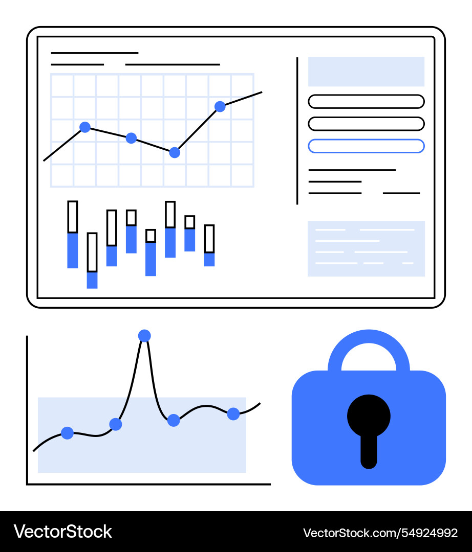 Visualizing secure data charts and graphs Visualizing secure data charts and graphs vector image