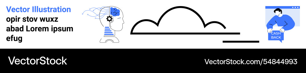 Abstract brain cloud computing concept with tech Vector Image