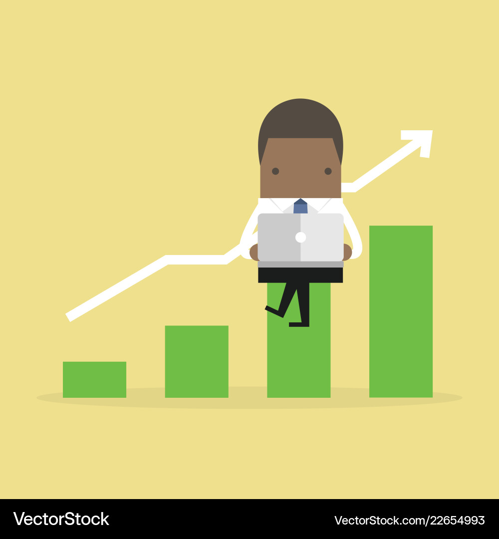 Businessman with notebook and check growing graph Businessman with notebook and check growing graph Vector Image