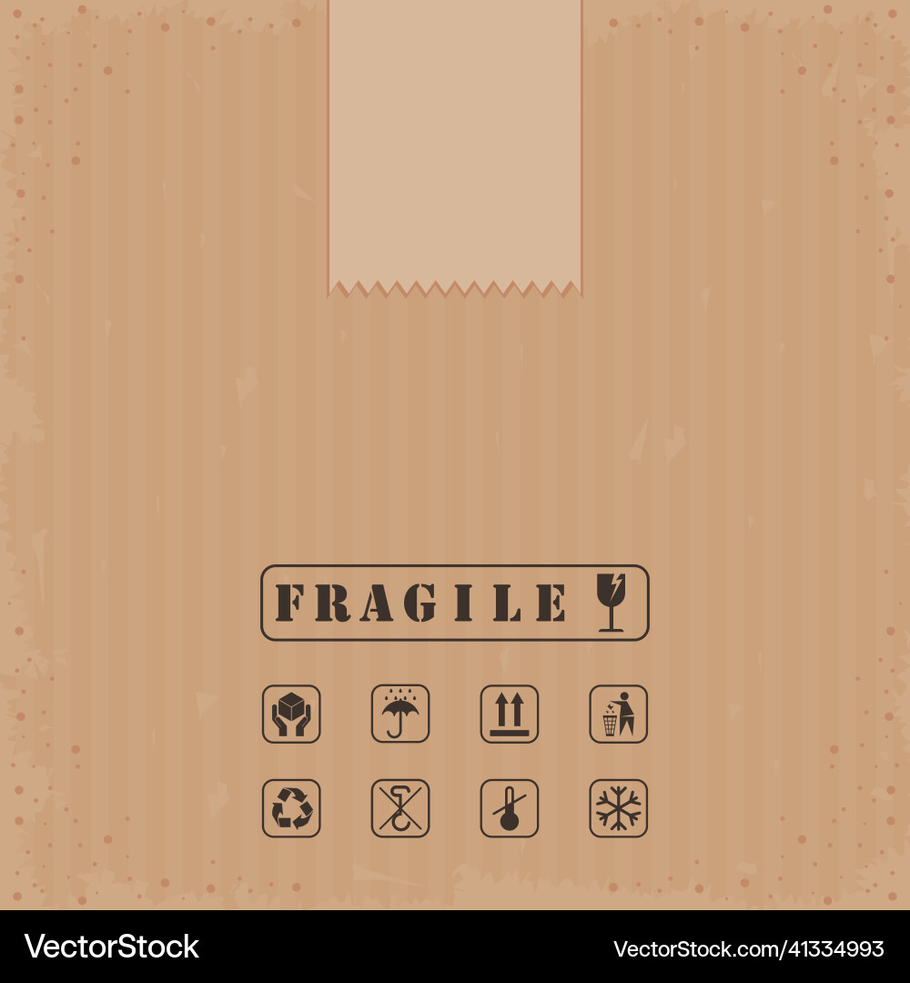 Cardboard with fragile seal Vector Image