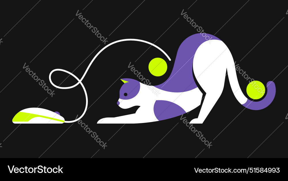 Cat playing with computer mouse Royalty Free Vector Image