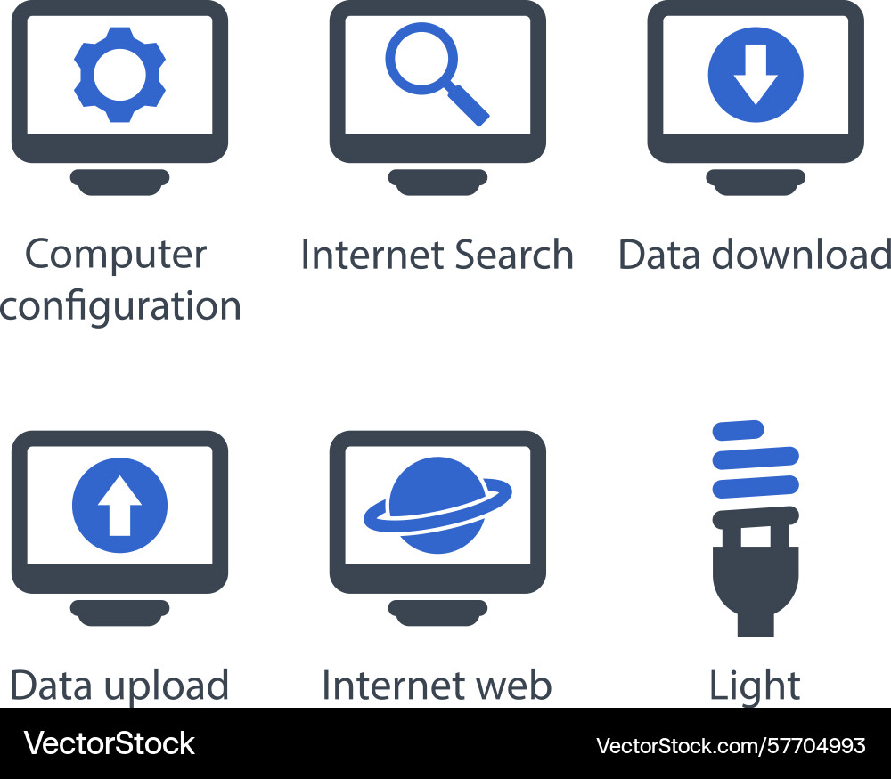 Computer configuration internet search data vector image