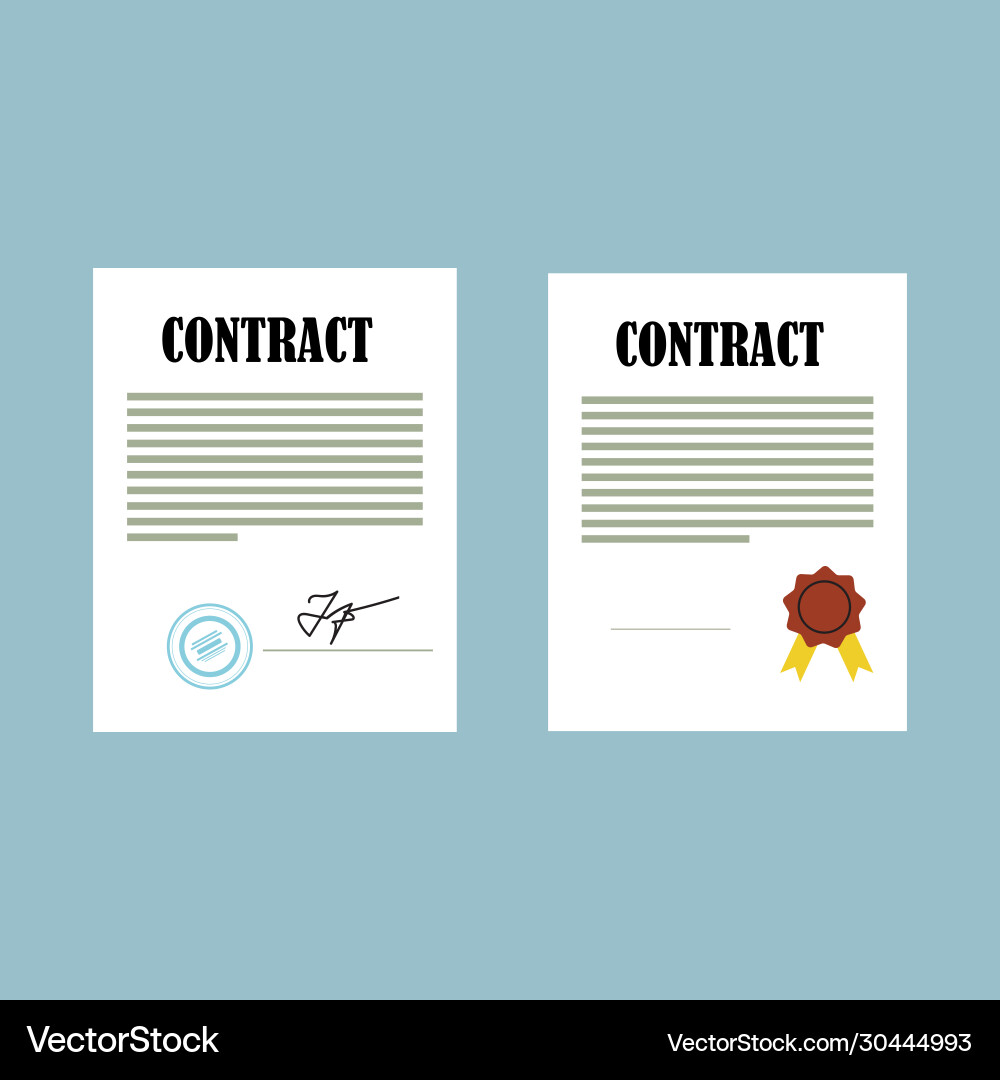 Contract document in flat design vector image
