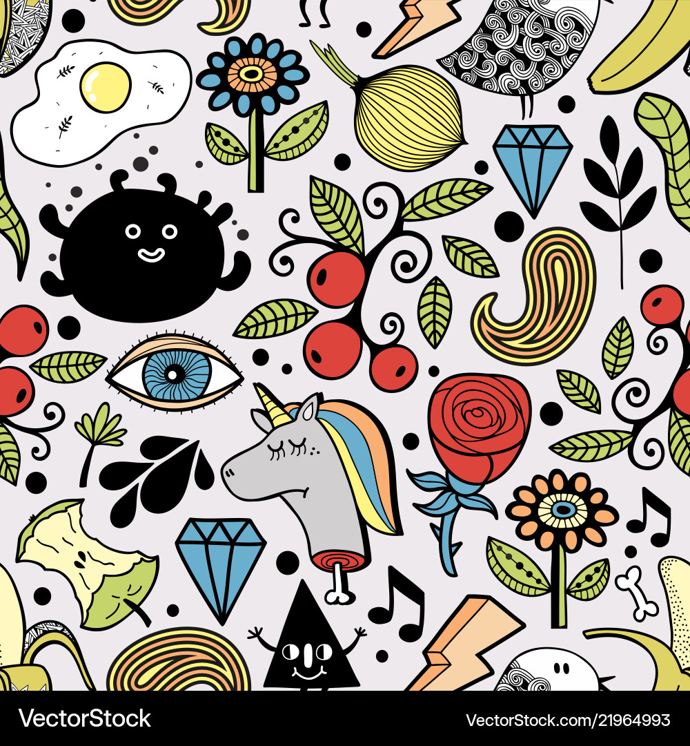 Creative endless background with funny characters Vector Image