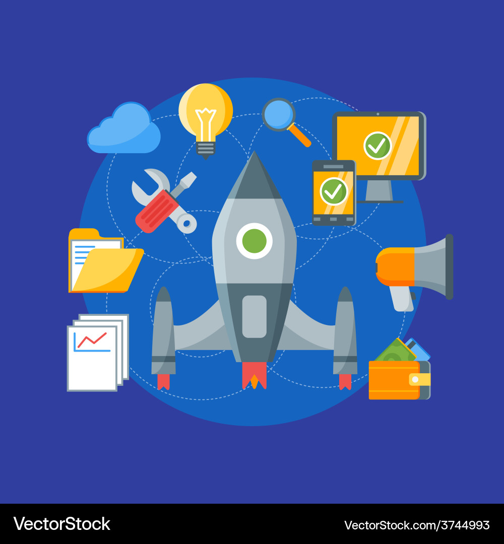 Flat design concept for startup web ban vector image