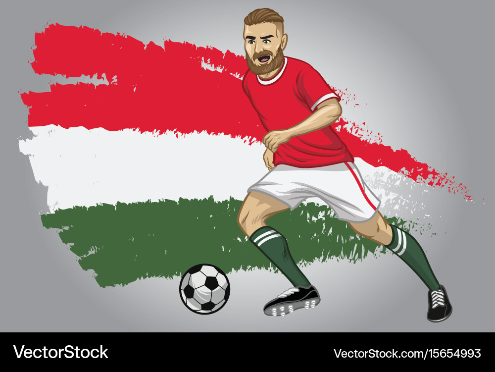 Hungarian Soccer Player with Flag vector image