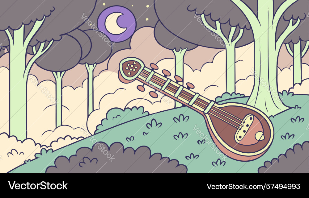 Lute or stringed instrument in a whimsical vector image