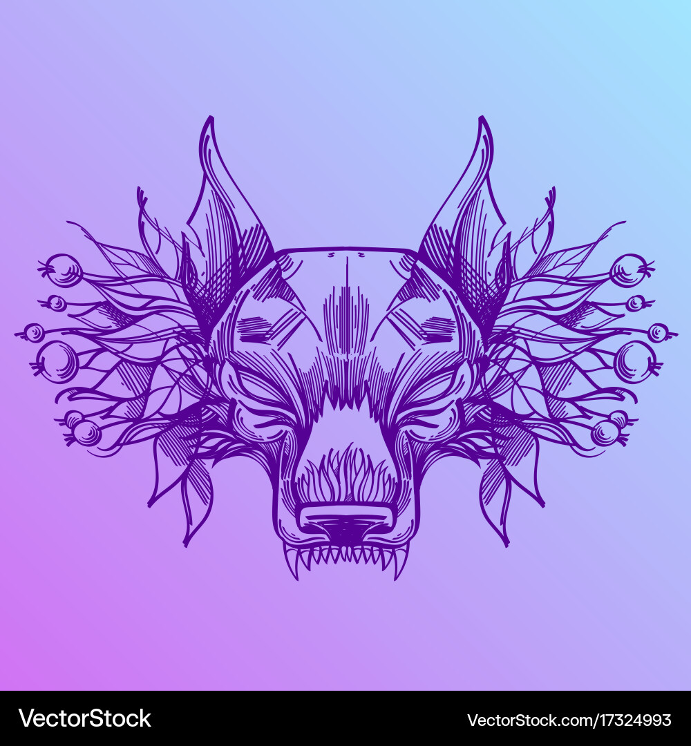 Muzzle of a wolf is an for creating sketches vector image