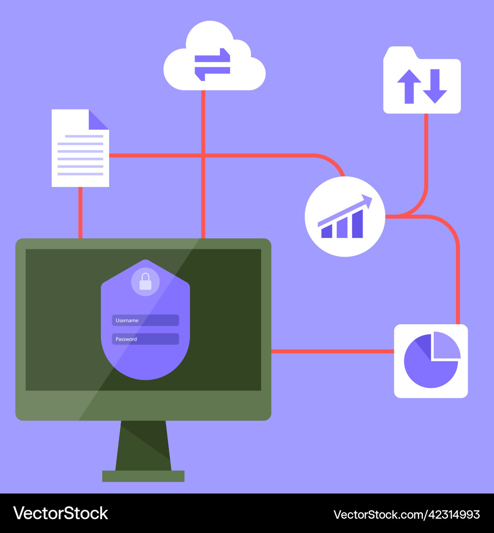 Password access computer online cloud storage Vector Image
