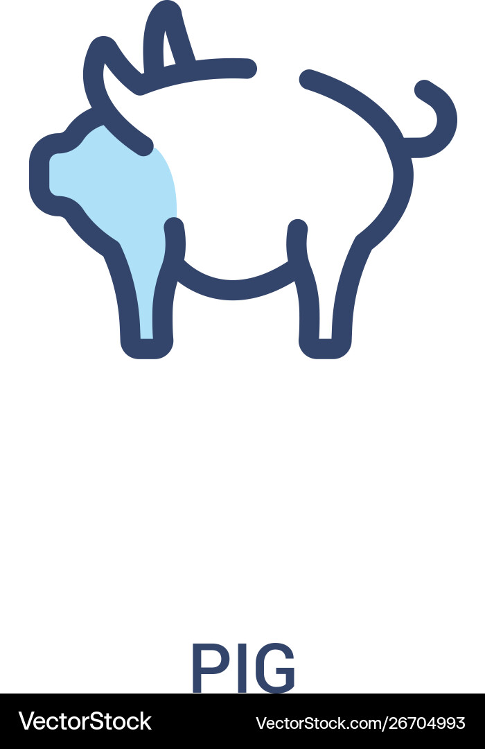 Pig concept 2 colored icon simple line element vector image