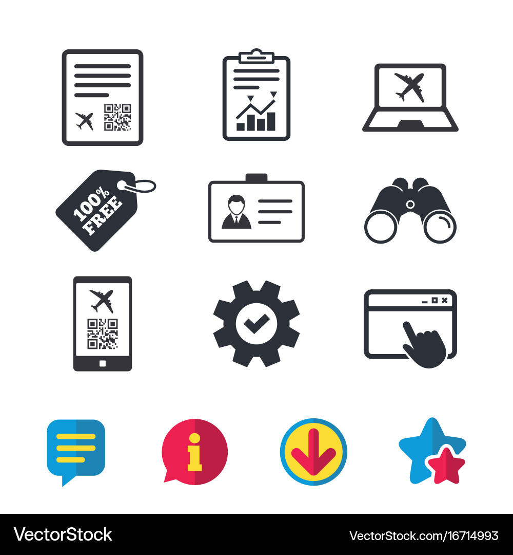 Qr scan code icon boarding pass flight sign Vector Image