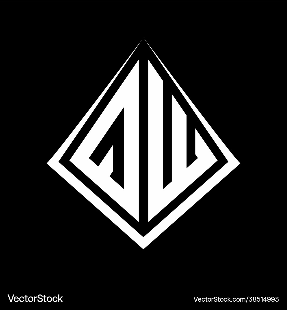 Qw logo letters monogram with prisma shape design Qw logo letters monogram with prisma shape design Vector Image