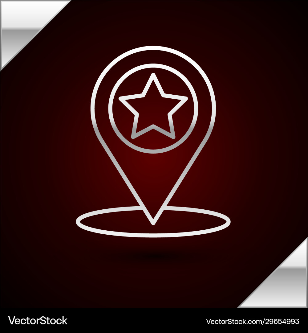 Silver line map pointer with star icon isolated Silver line map pointer with star icon isolated vector image
