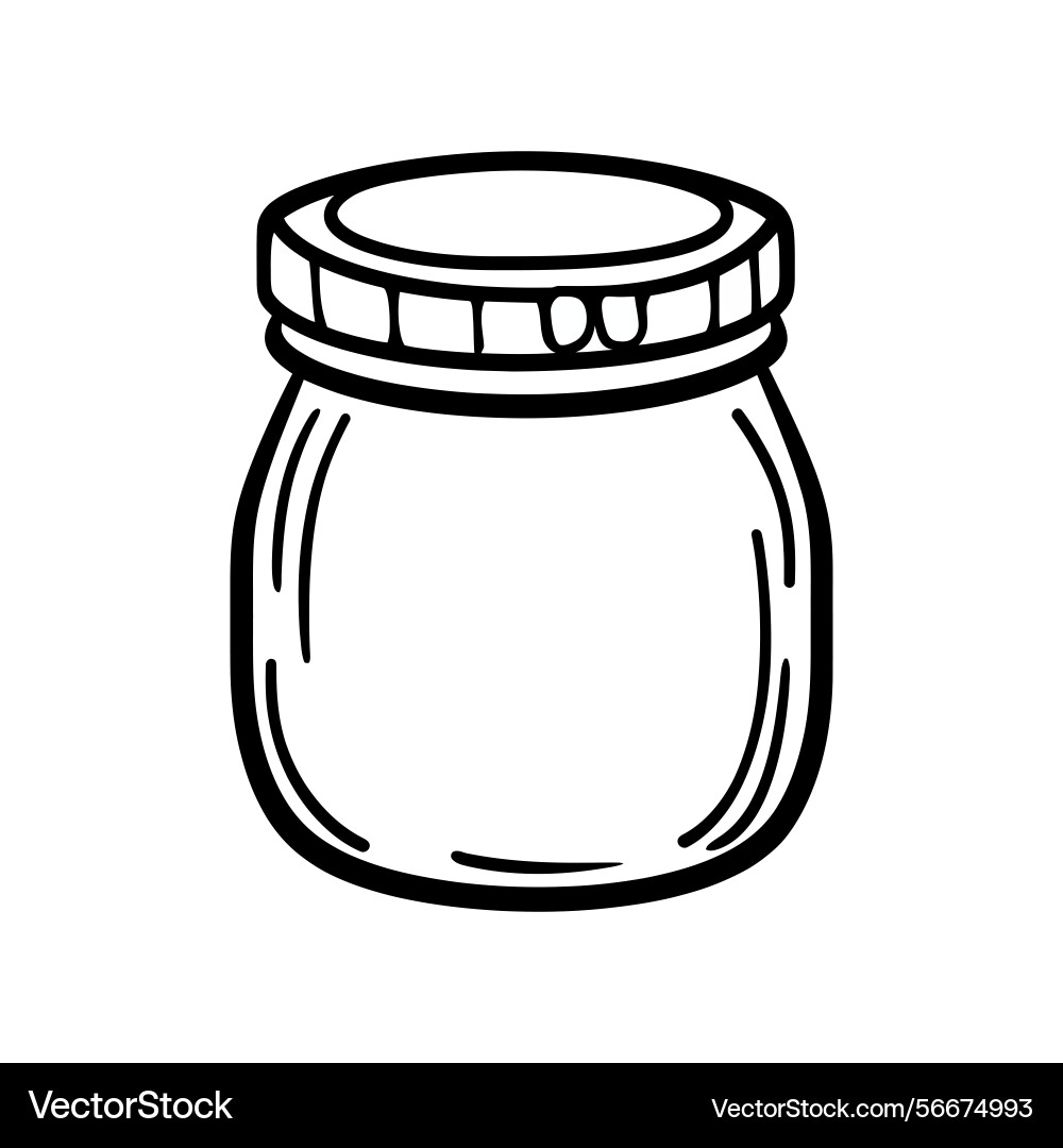 Simple jar with lid and black outline Vector Image