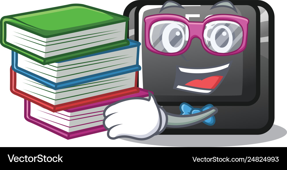Student with book f8 button displayed on cartoon Vector Image
