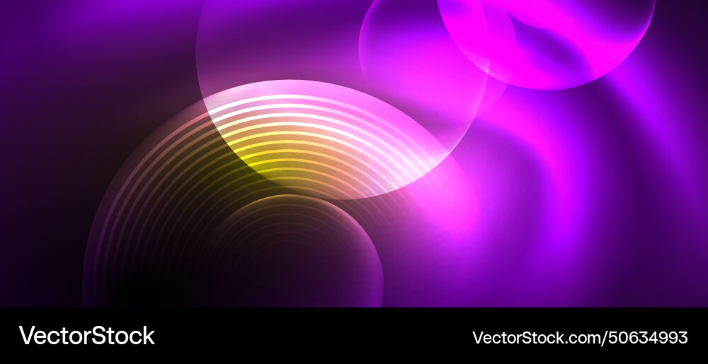 Techno concept with neon circles geometric design Vector Image