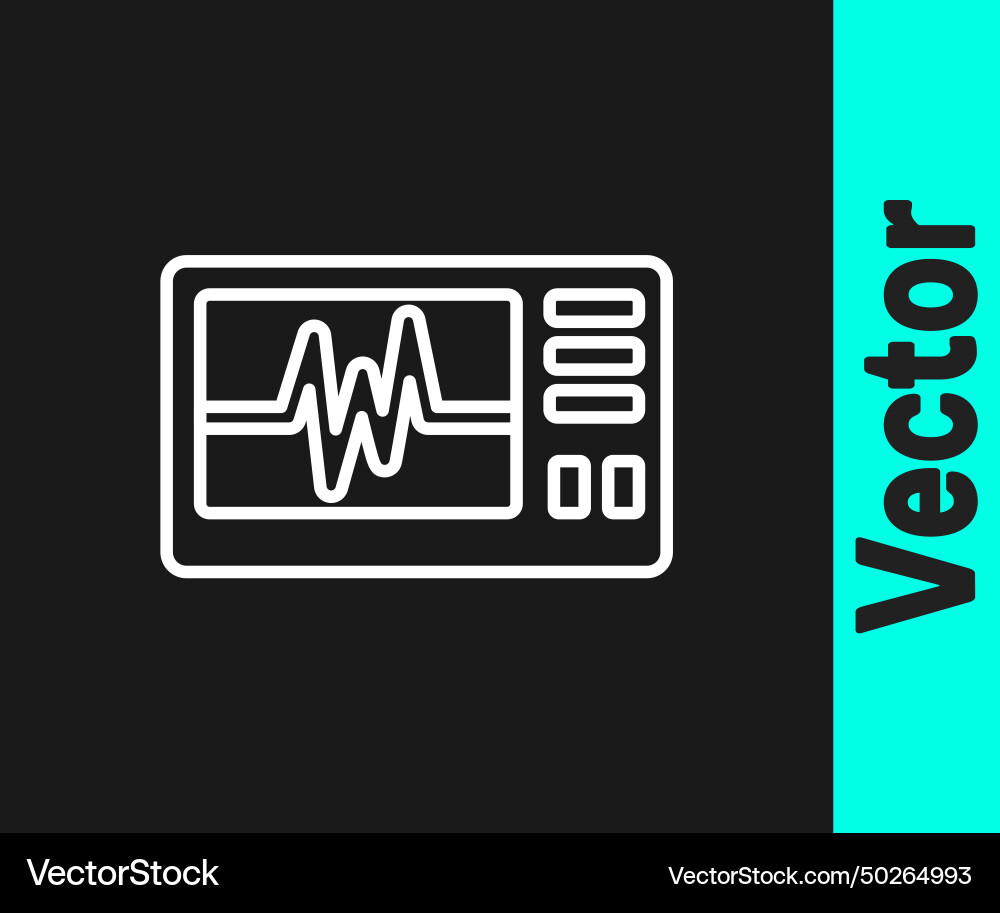White line computer monitor with cardiogram icon White line computer monitor with cardiogram icon Vector Image