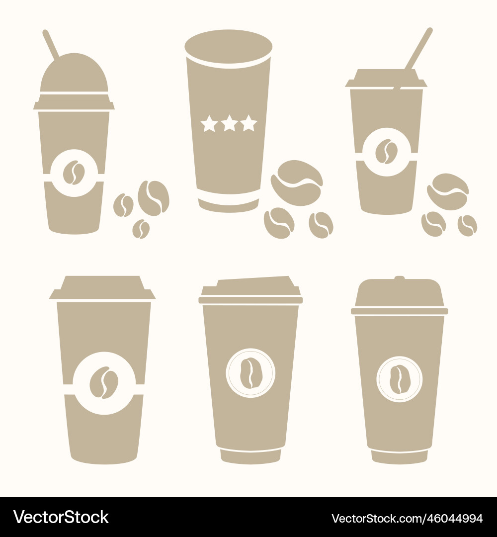 Brown paper cup with bean silhouette Royalty Free Vector