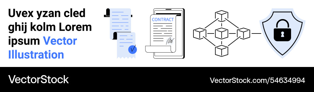 Contract management blockchain and cybersecurity Contract management blockchain and cybersecurity vector image