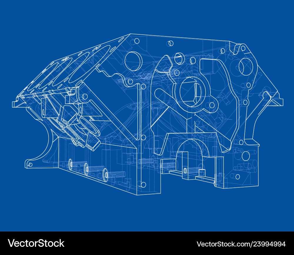 Engine block sketch rendering of 3d Vector Image