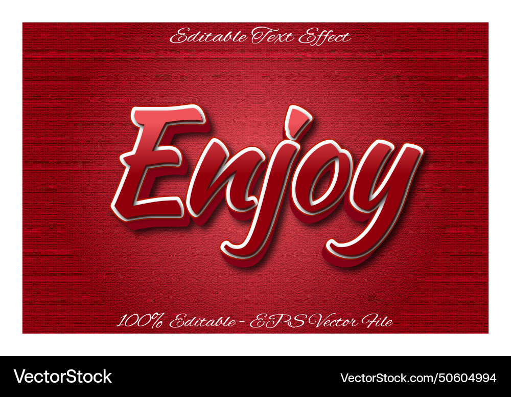 Enjoy editable text effect 3d emboss style design Enjoy editable text effect 3d emboss style design Vector Image