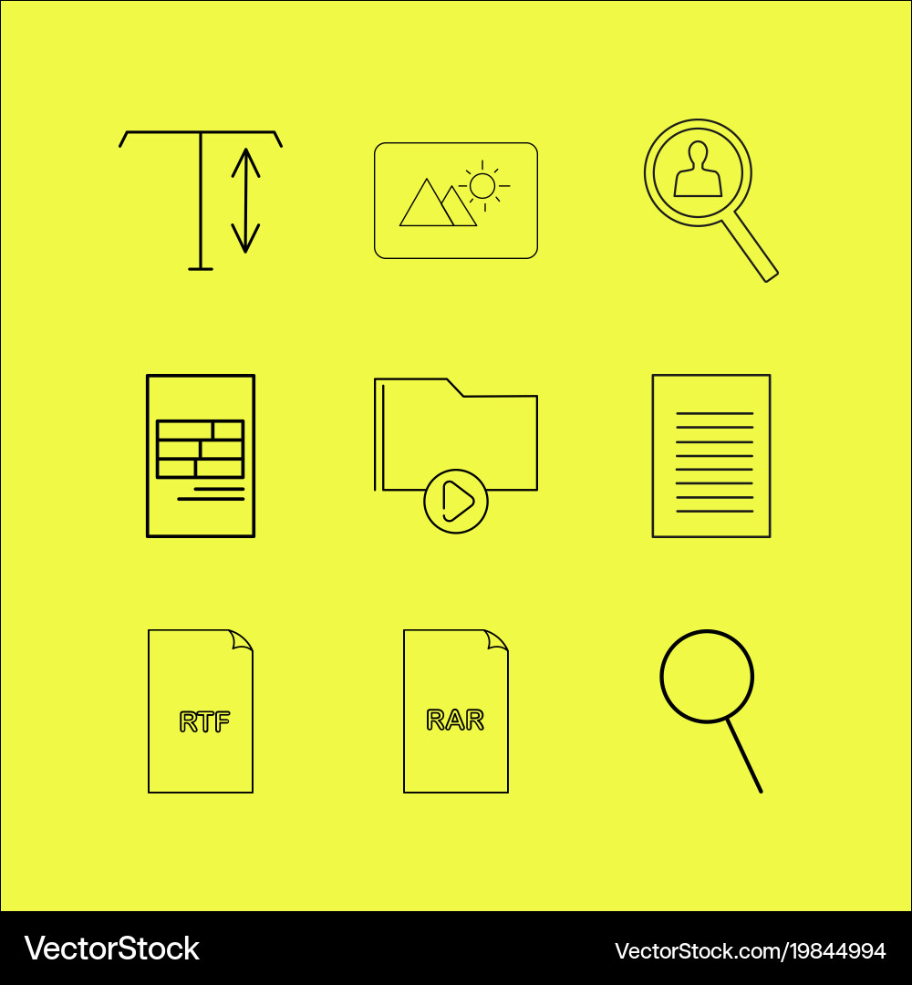 Files and folders linear icon set simple outline vector image