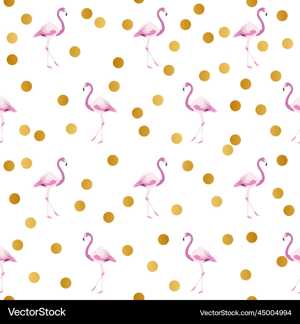 Flamingo pattern design with gold dots Vector Image