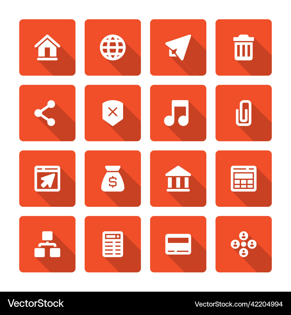 Flat icons set and long shadow effect Vector Image