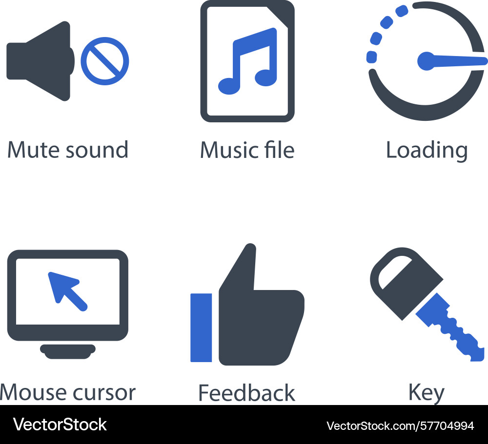 Mute Sound Musik Datei laden Maus Cursor Vektorbild