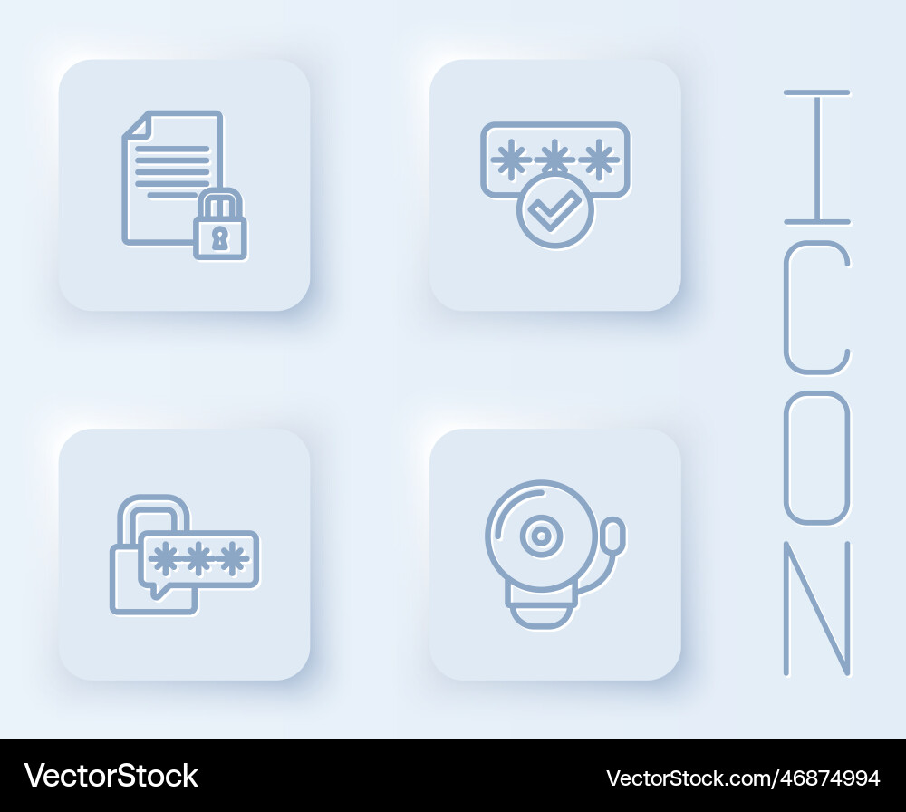Set line document and lock password protection Set line document and lock password protection vector image
