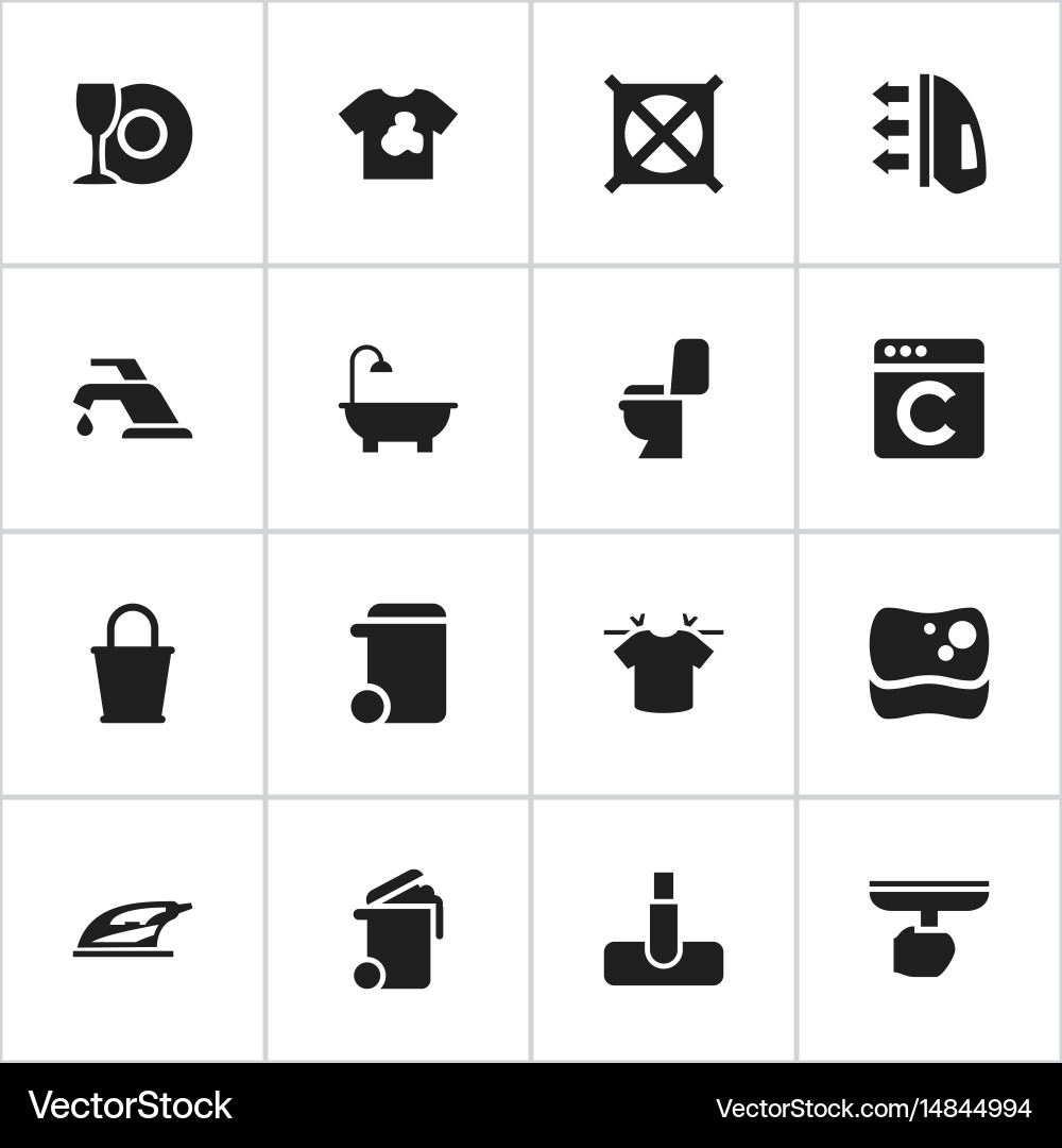 Set of 16 editable cleanup icons includes symbols vector image