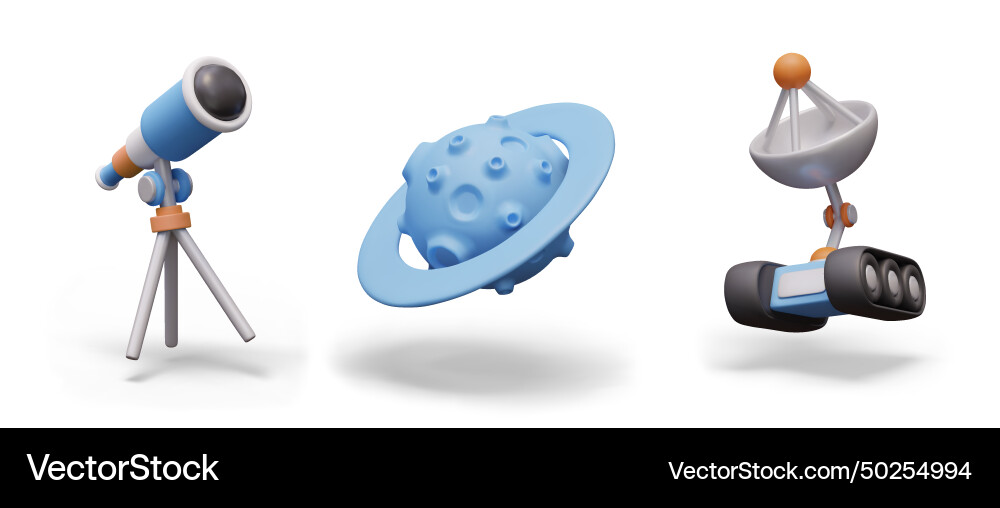 Set of space objects observations and galactic Set of space objects observations and galactic vector image