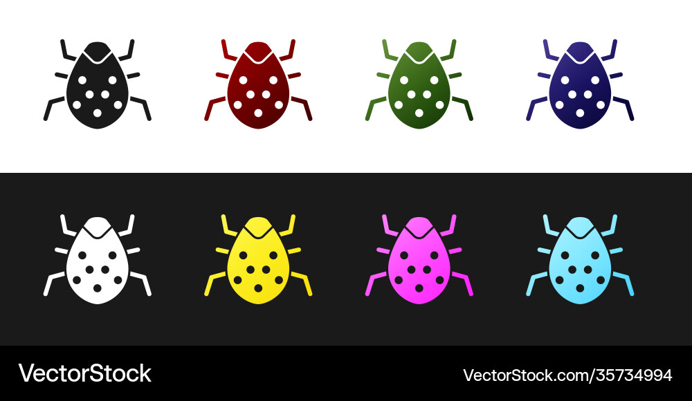 Set system bug concept icon isolated on black Vector Image